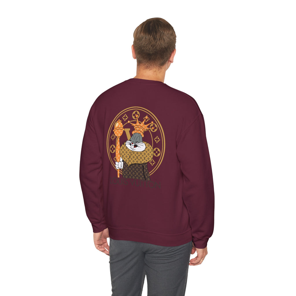 Luxury Logo Crewneck Sweatshirt — King Cat Graphic "Louis Vuitton"