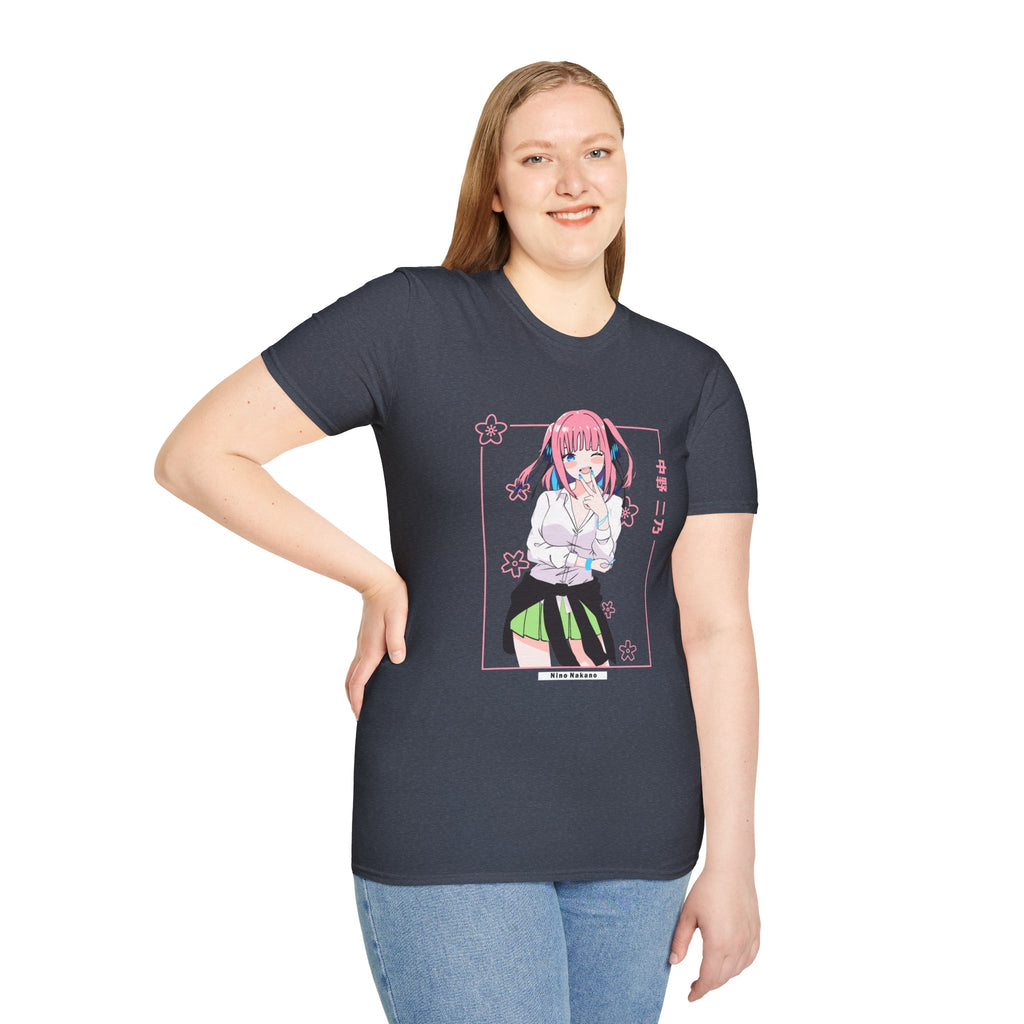 Anime Character T-Shirt — Cute Pink-Haired Schoolgirl Design ("Miku Nakano")