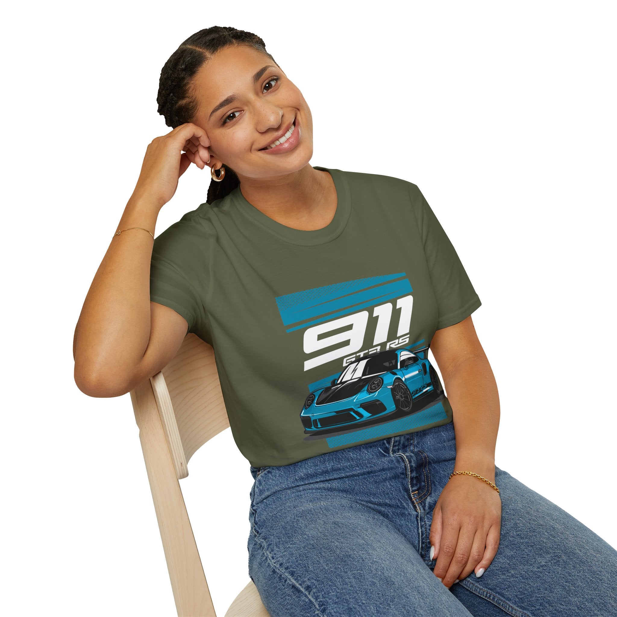 Porsche 911 GT3 RS Racing T-Shirt — Blue Track Car Graphic Tee