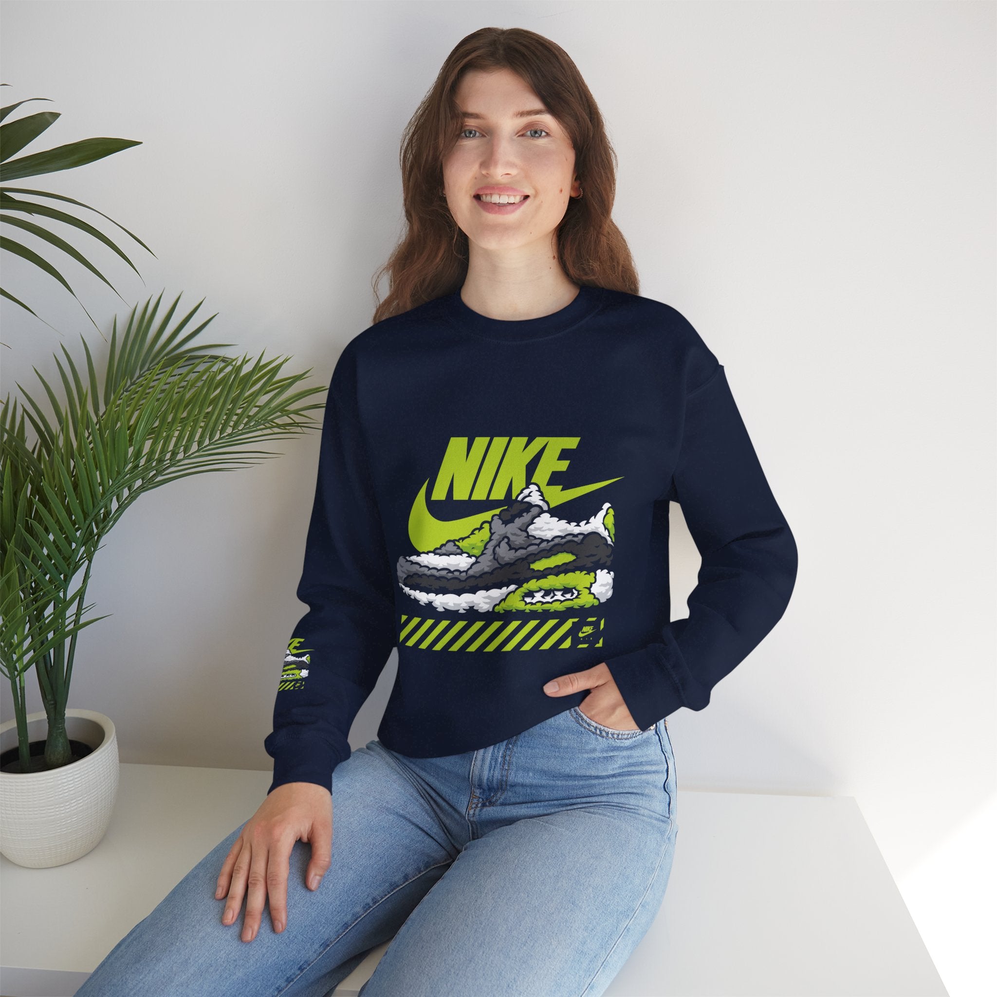 Nike Graphic Crewneck Sweatshirt — Retro Sneaker Logo Pullover