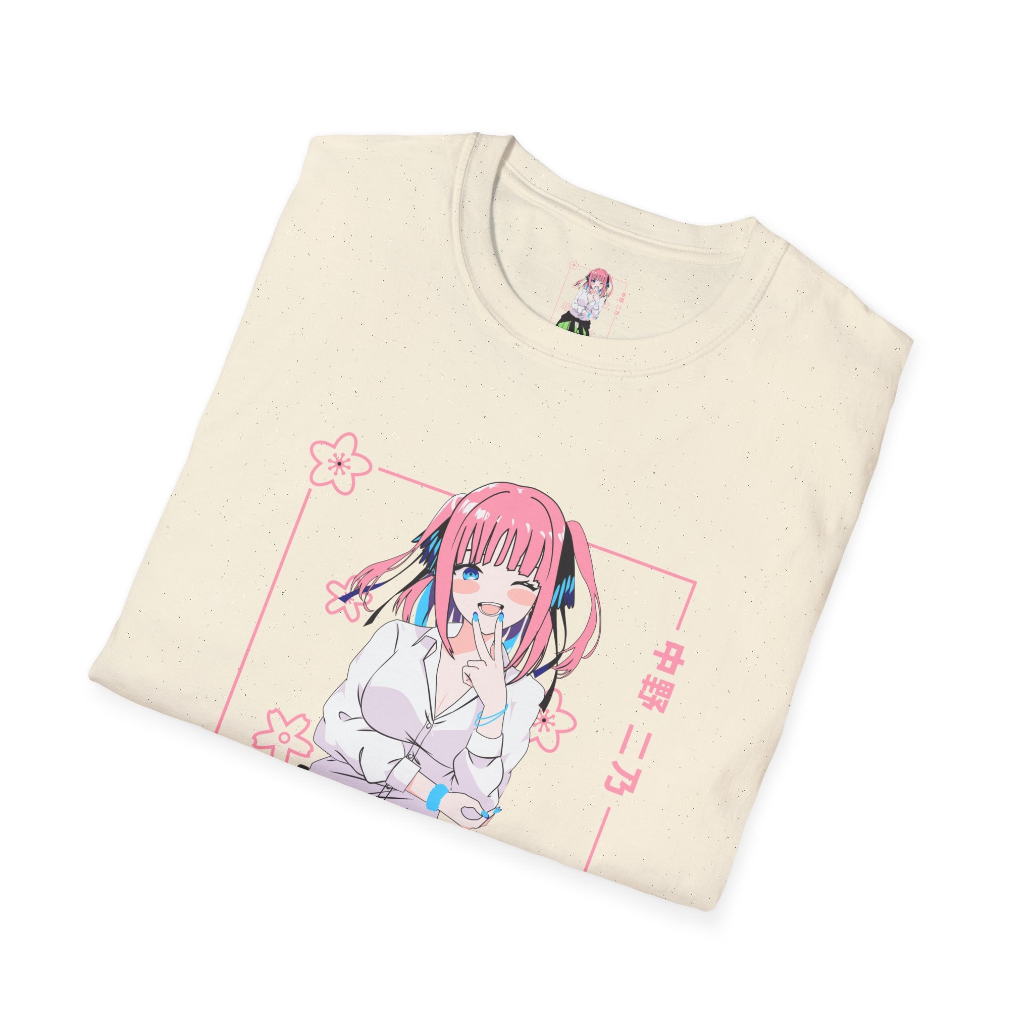 Anime Character T-Shirt — Cute Pink-Haired Schoolgirl Design ("Miku Nakano")