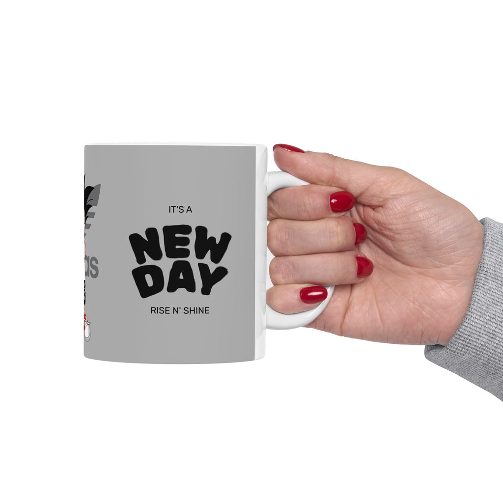 Anime Sneakerhead Mug — Cute Boy with Shoe Boxes, Retro Streetwear Coffee Cup (11oz/15oz)