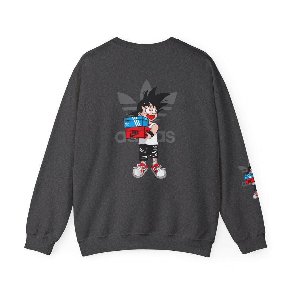 Anime Kid Graphic Sweatshirt — Cute Goku Shopping Adidas-Style Crewneck