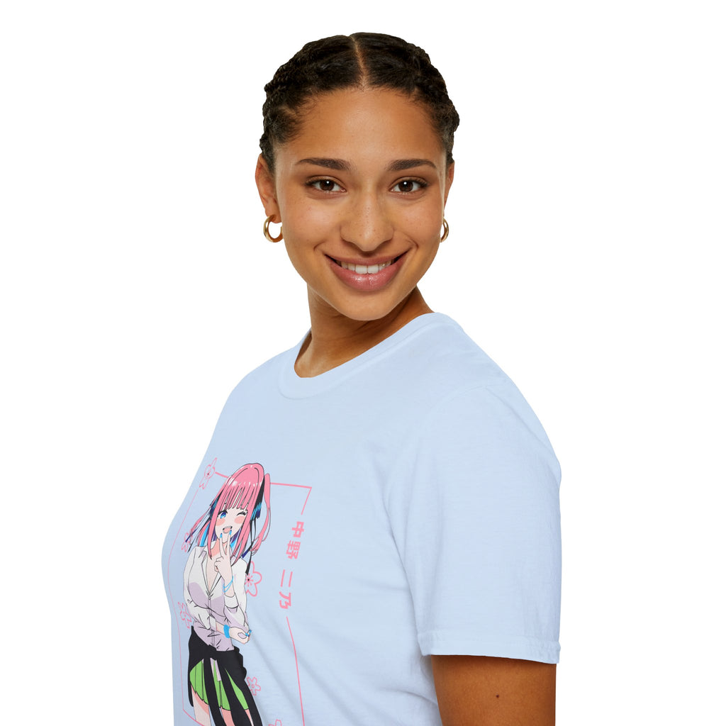 Anime Character T-Shirt — Cute Pink-Haired Schoolgirl Design ("Miku Nakano")