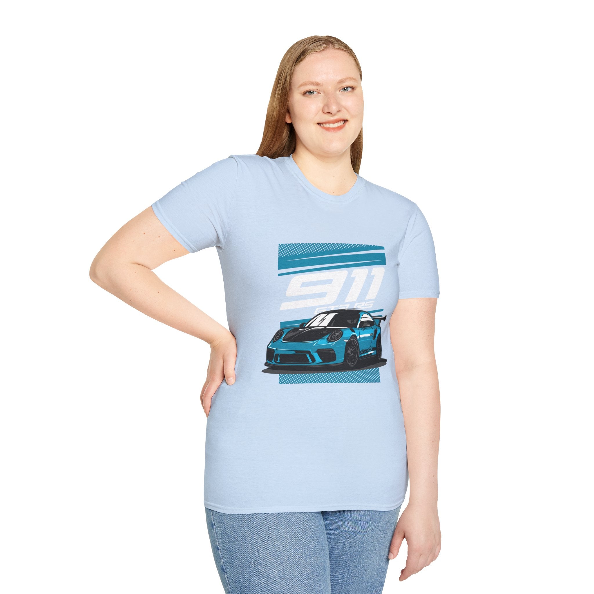 Porsche 911 GT3 RS Racing T-Shirt — Blue Track Car Graphic Tee