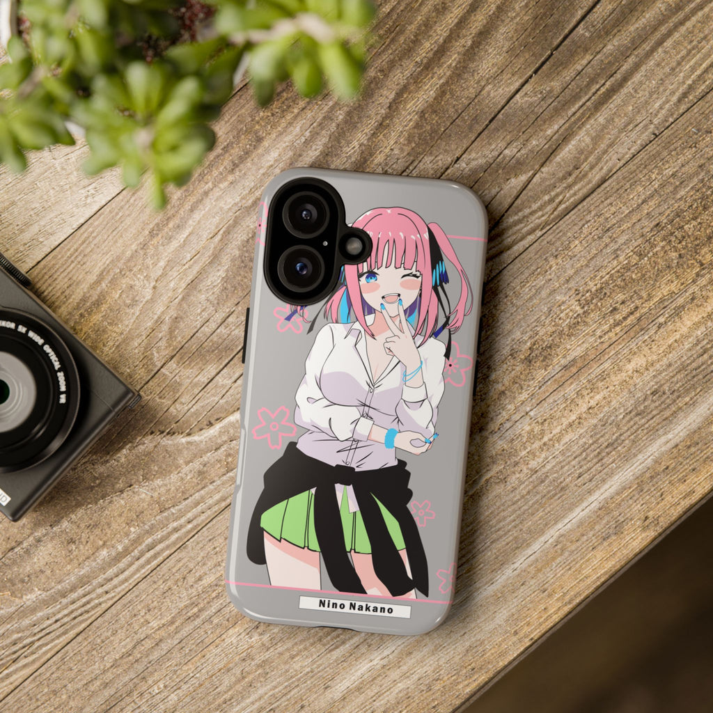 Anime Girl Phone Case — Pink Haired Schoolgirl "Nino Nakano" Cute Otaku Protective Case
