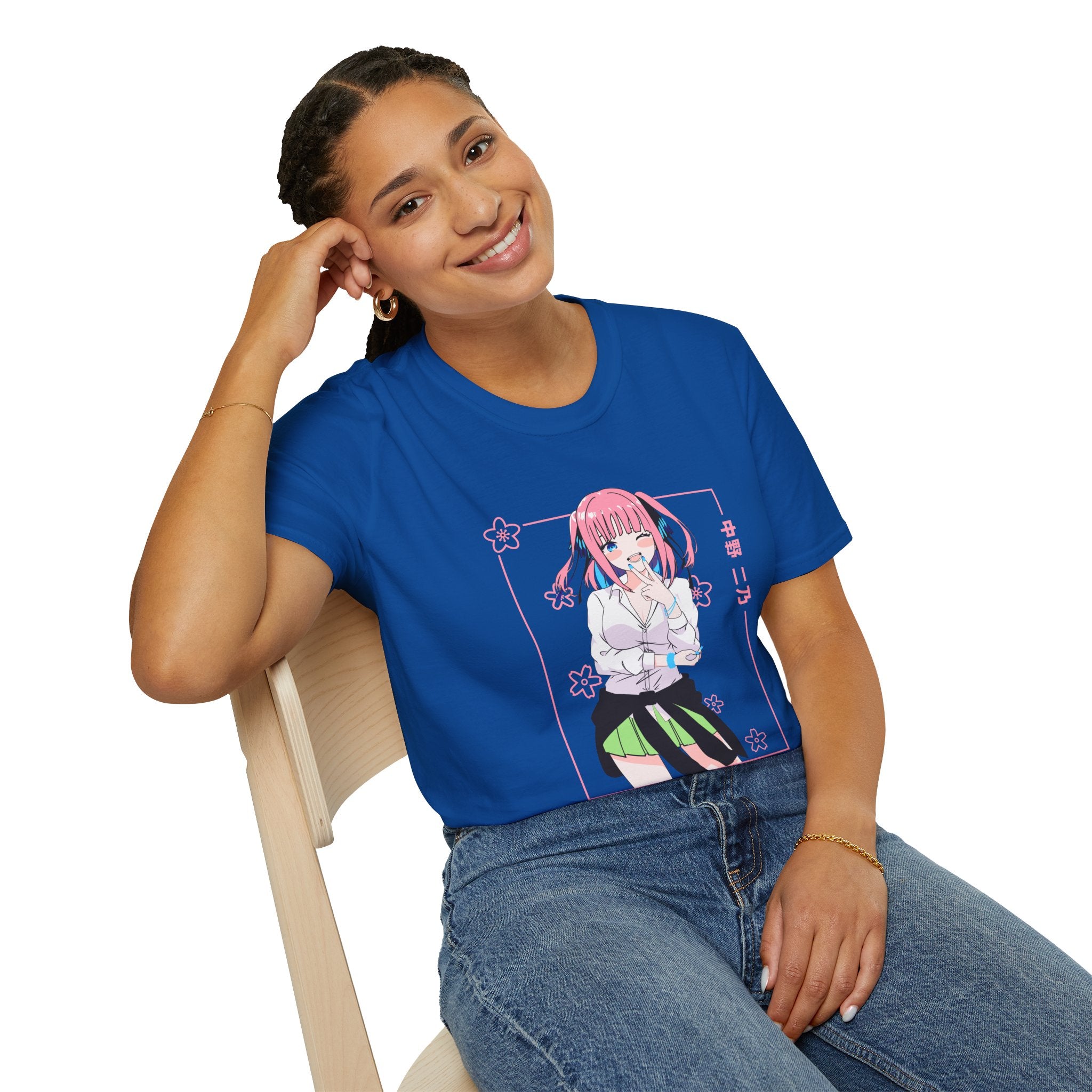 Anime Character T-Shirt — Cute Pink-Haired Schoolgirl Design ("Miku Nakano")