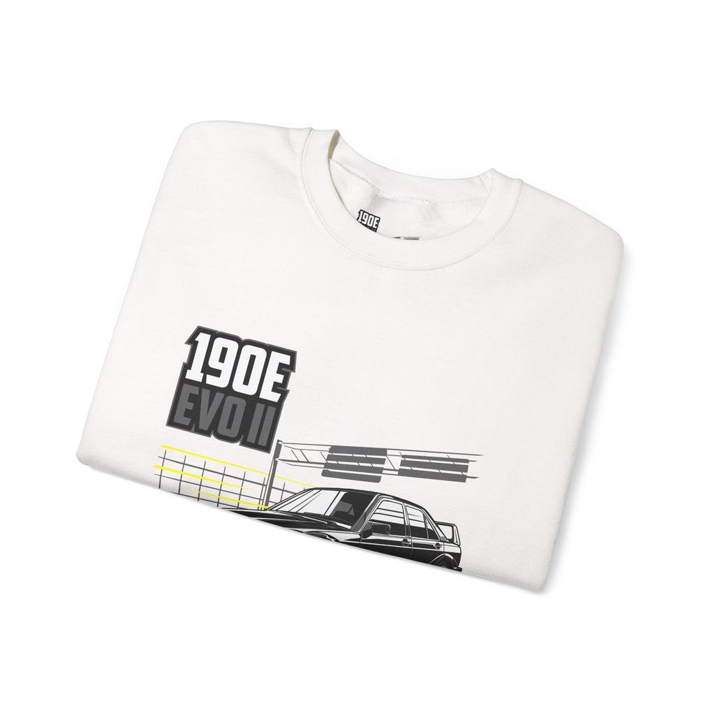 190E Evo II Crewneck Sweatshirt — Classic Mercedes 190E Car Graphic