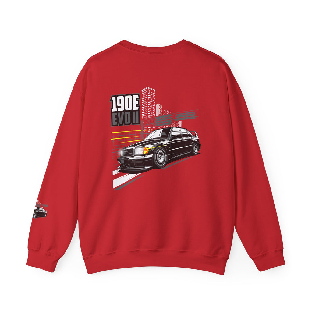 190E Evo II Crewneck Sweatshirt — Classic Mercedes 190E Car Graphic