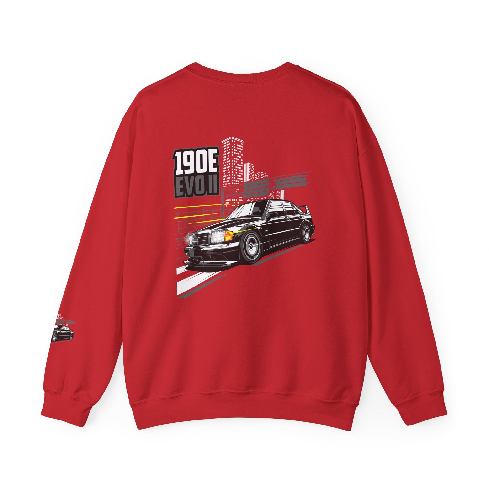 190E Evo II Crewneck Sweatshirt — Classic Mercedes 190E Car Graphic