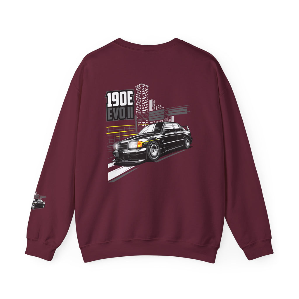 190E Evo II Crewneck Sweatshirt — Classic Mercedes 190E Car Graphic