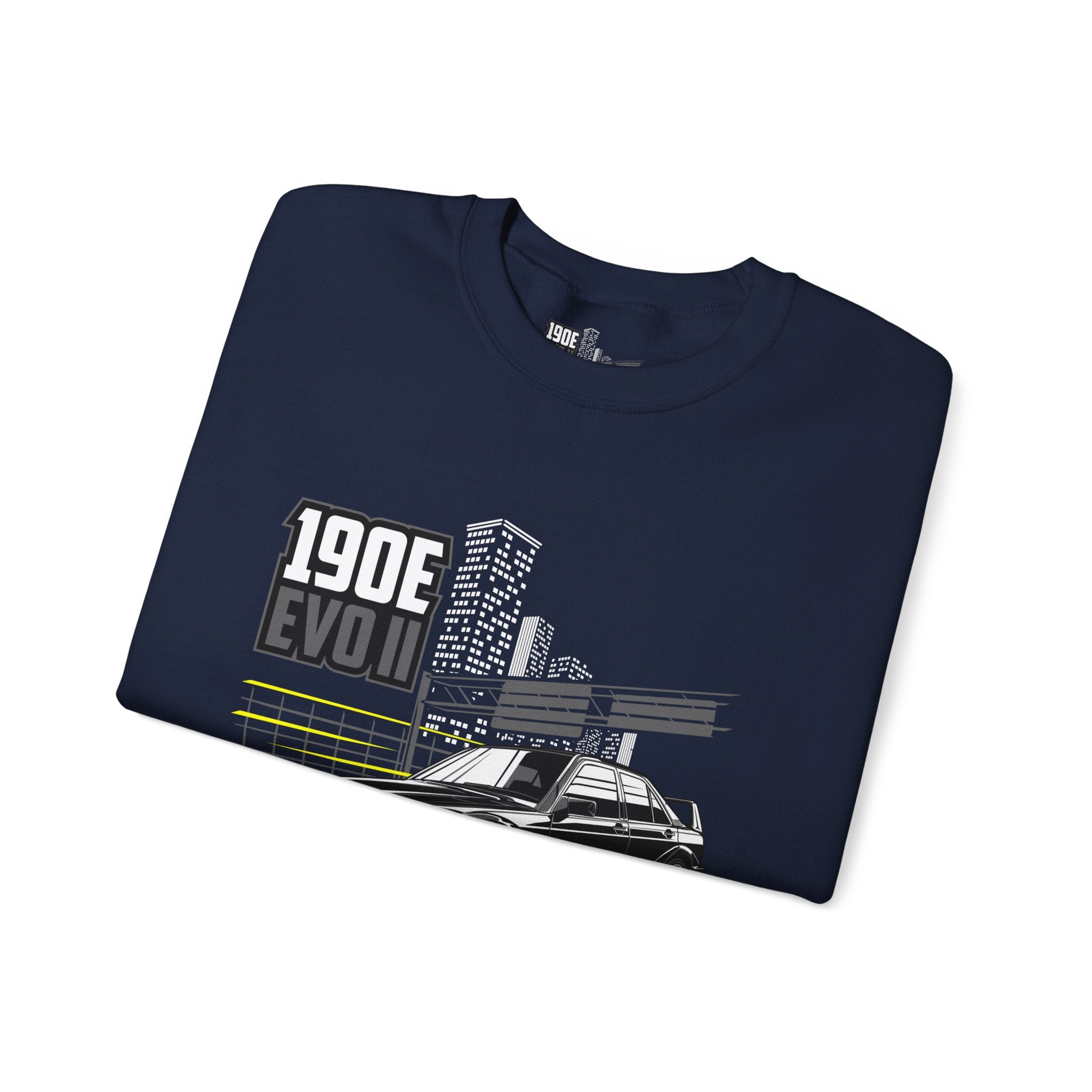190E Evo II Crewneck Sweatshirt — Classic Mercedes 190E Car Graphic