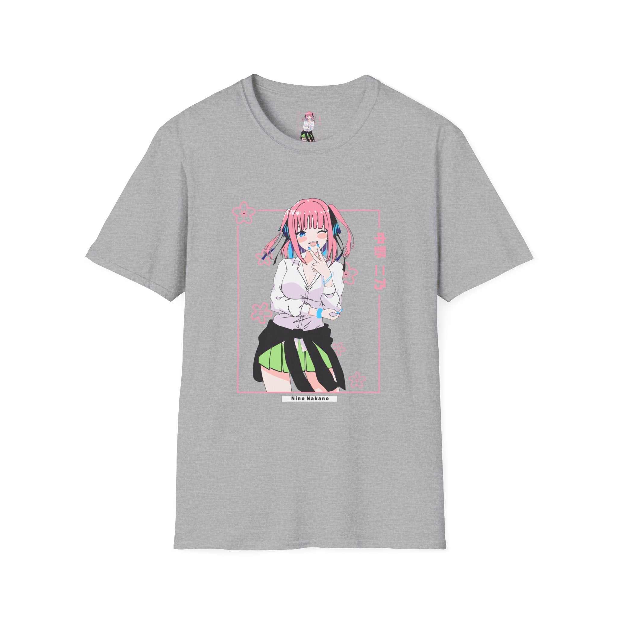 Anime Character T-Shirt — Cute Pink-Haired Schoolgirl Design ("Miku Nakano")