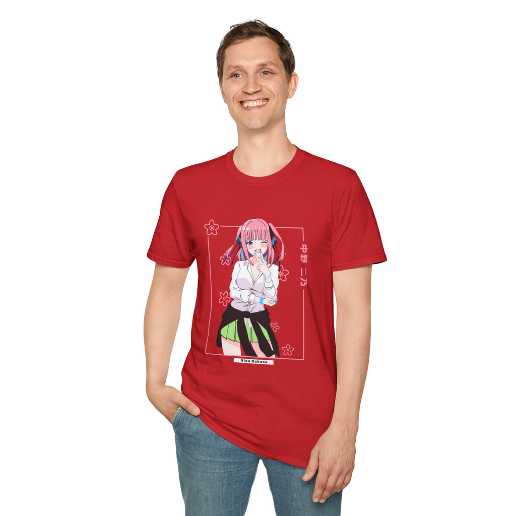 Anime Character T-Shirt — Cute Pink-Haired Schoolgirl Design ("Miku Nakano")