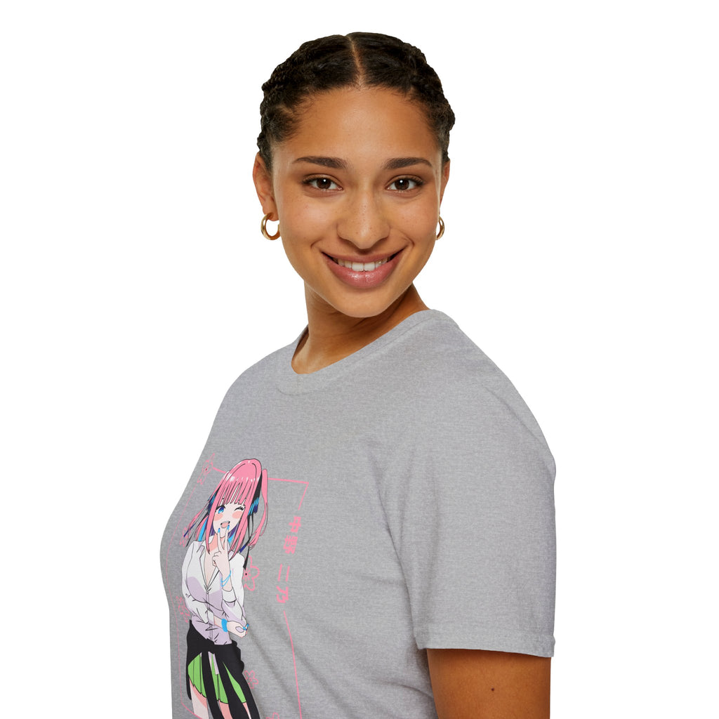 Anime Character T-Shirt — Cute Pink-Haired Schoolgirl Design ("Miku Nakano")