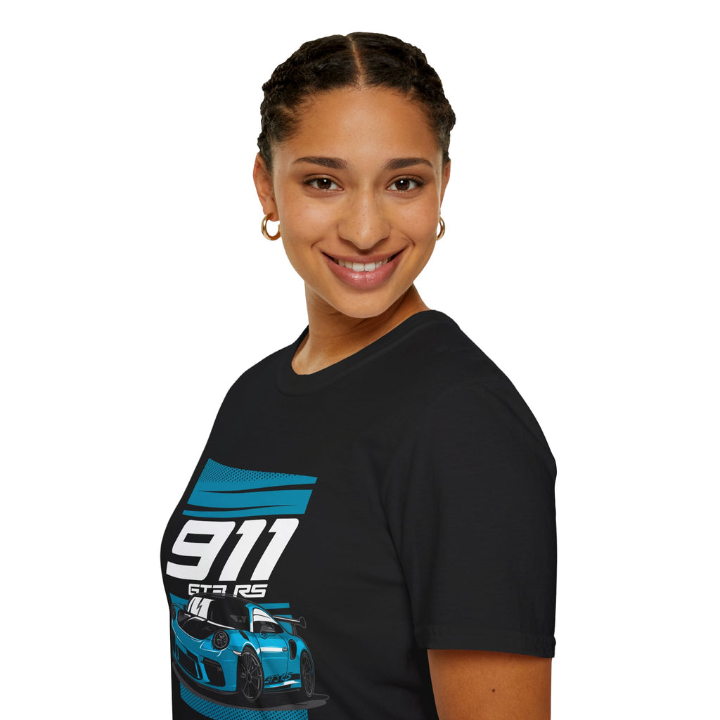 Porsche 911 GT3 RS Racing T-Shirt — Blue Track Car Graphic Tee