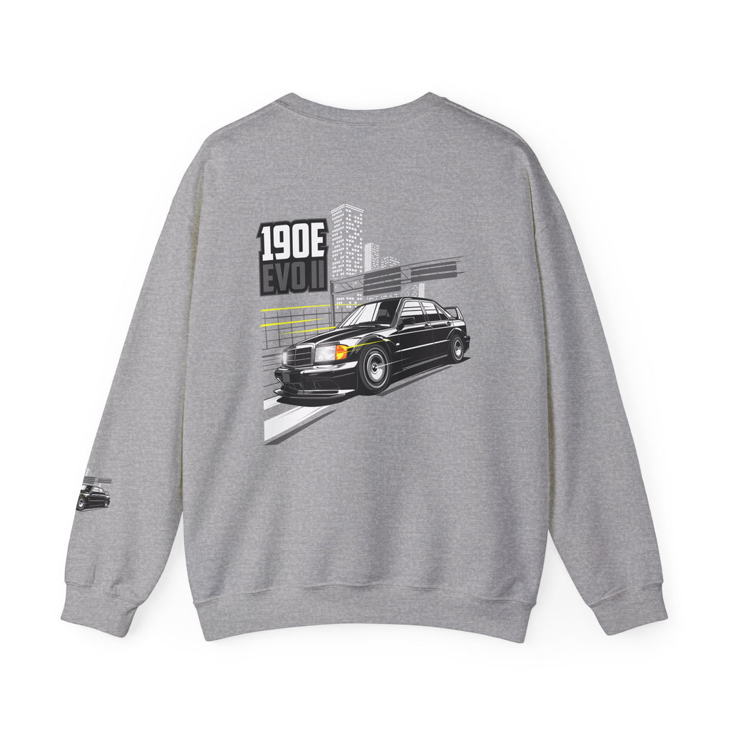 190E Evo II Crewneck Sweatshirt — Classic Mercedes 190E Car Graphic