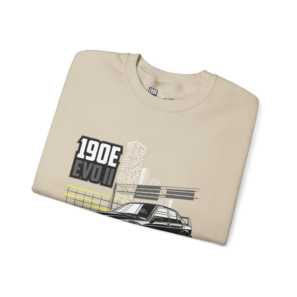 190E Evo II Crewneck Sweatshirt — Classic Mercedes 190E Car Graphic