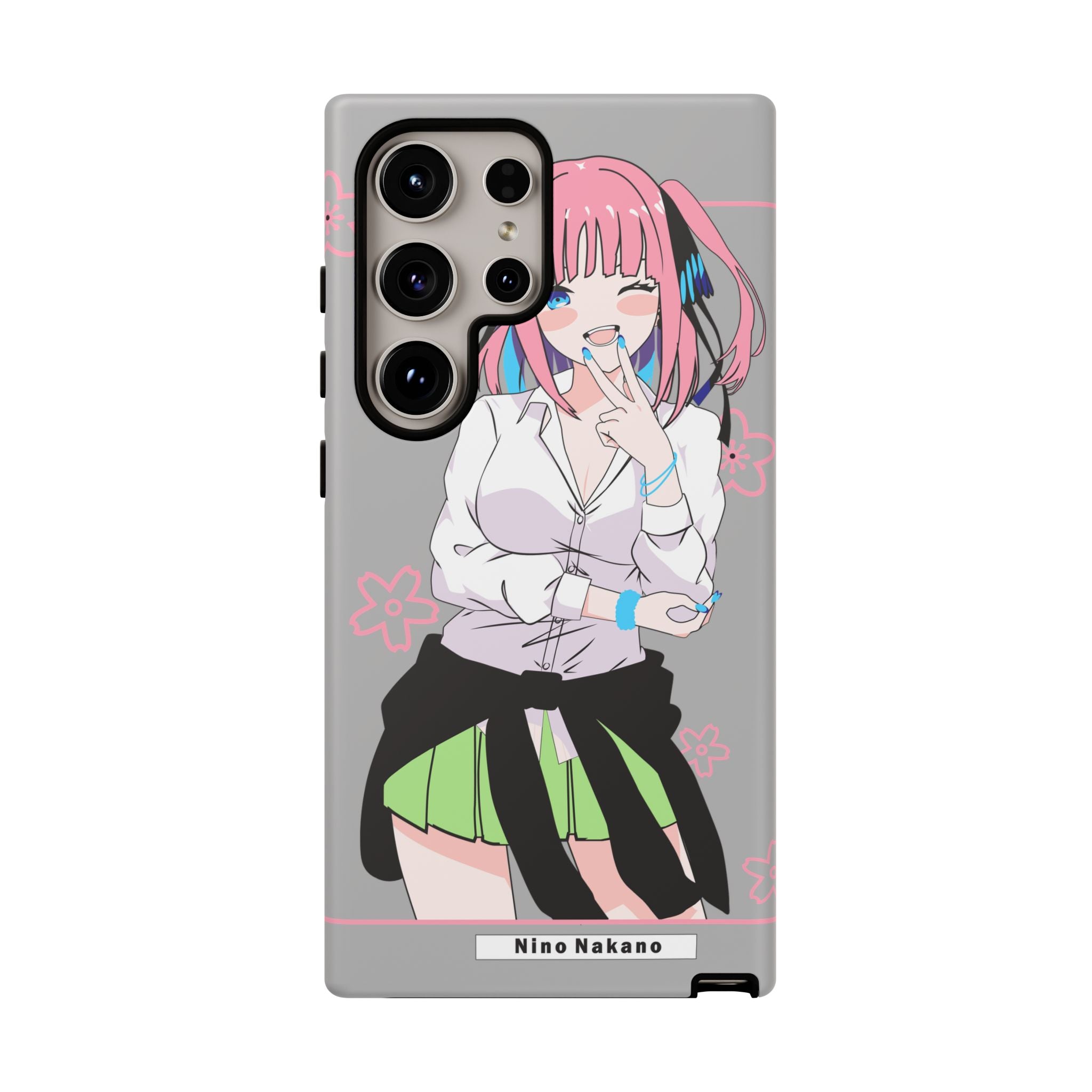 Anime Girl Phone Case — Pink Haired Schoolgirl "Nino Nakano" Cute Otaku Protective Case