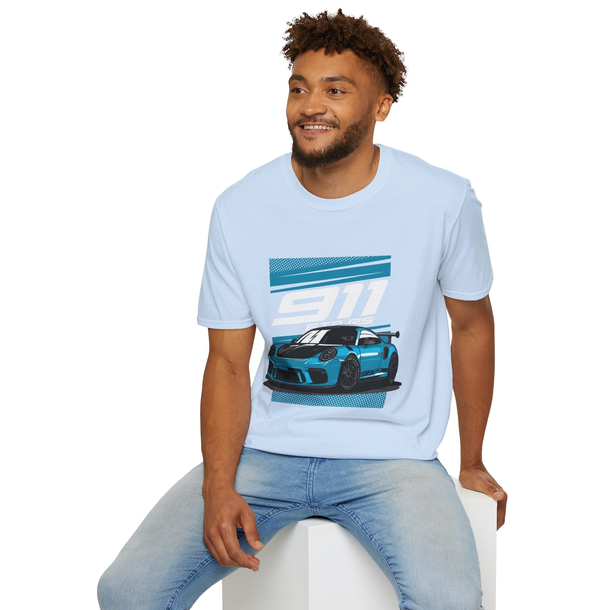 Porsche 911 GT3 RS Racing T-Shirt — Blue Track Car Graphic Tee