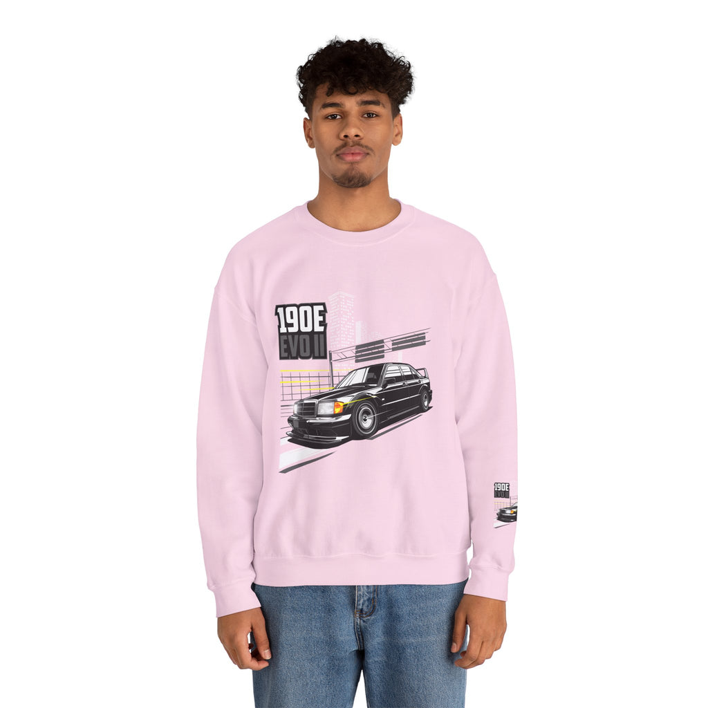 190E Evo II Crewneck Sweatshirt — Classic Mercedes 190E Car Graphic