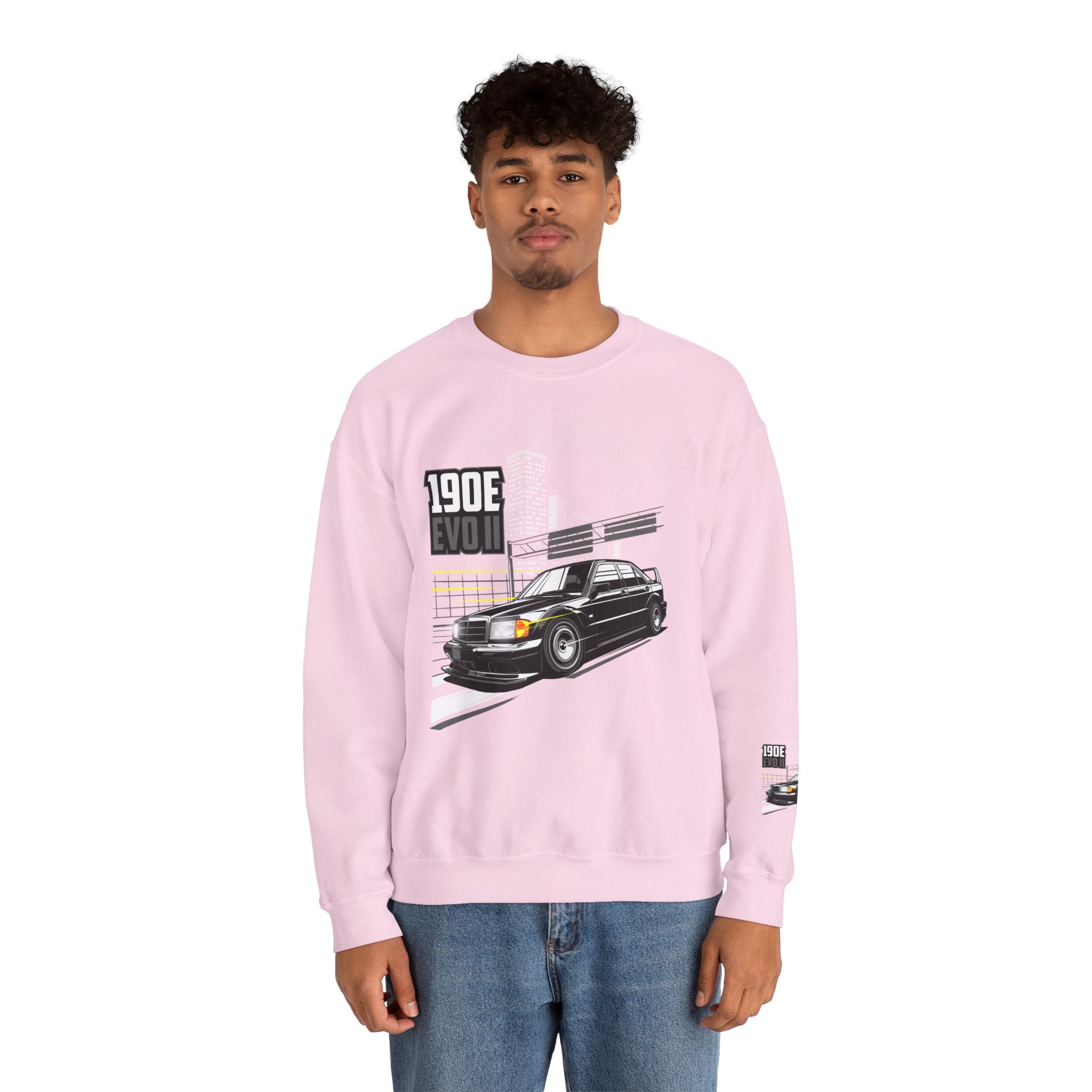 190E Evo II Crewneck Sweatshirt — Classic Mercedes 190E Car Graphic