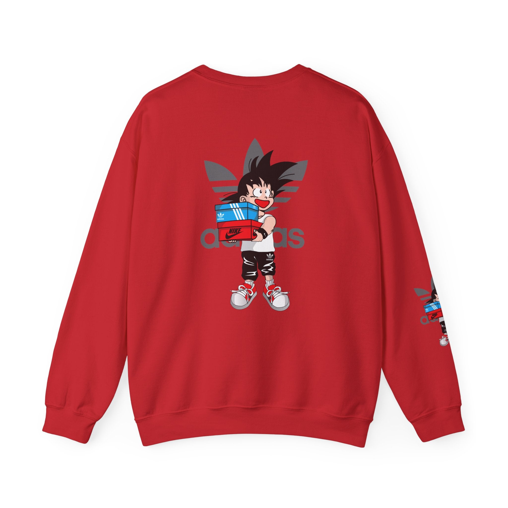 Anime Kid Graphic Sweatshirt — Cute Goku Shopping Adidas-Style Crewneck
