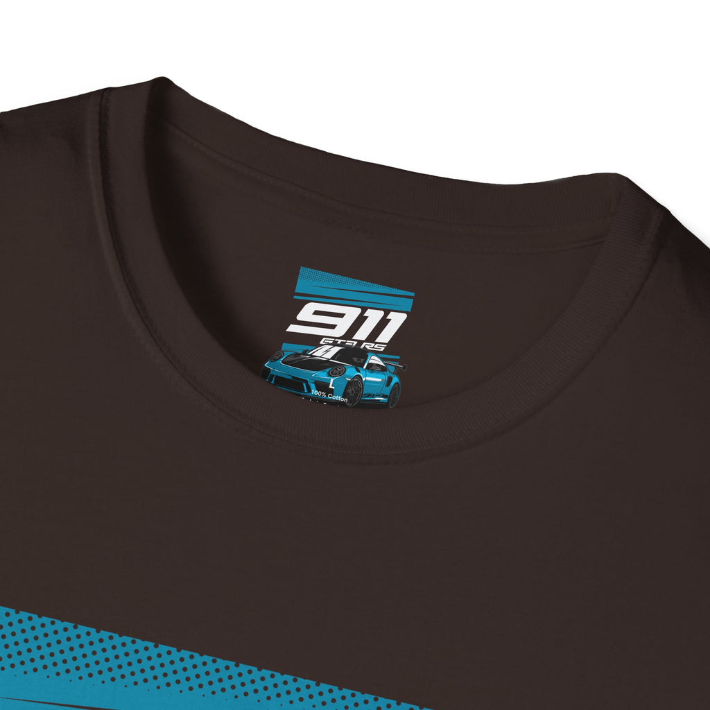 Porsche 911 GT3 RS Racing T-Shirt — Blue Track Car Graphic Tee