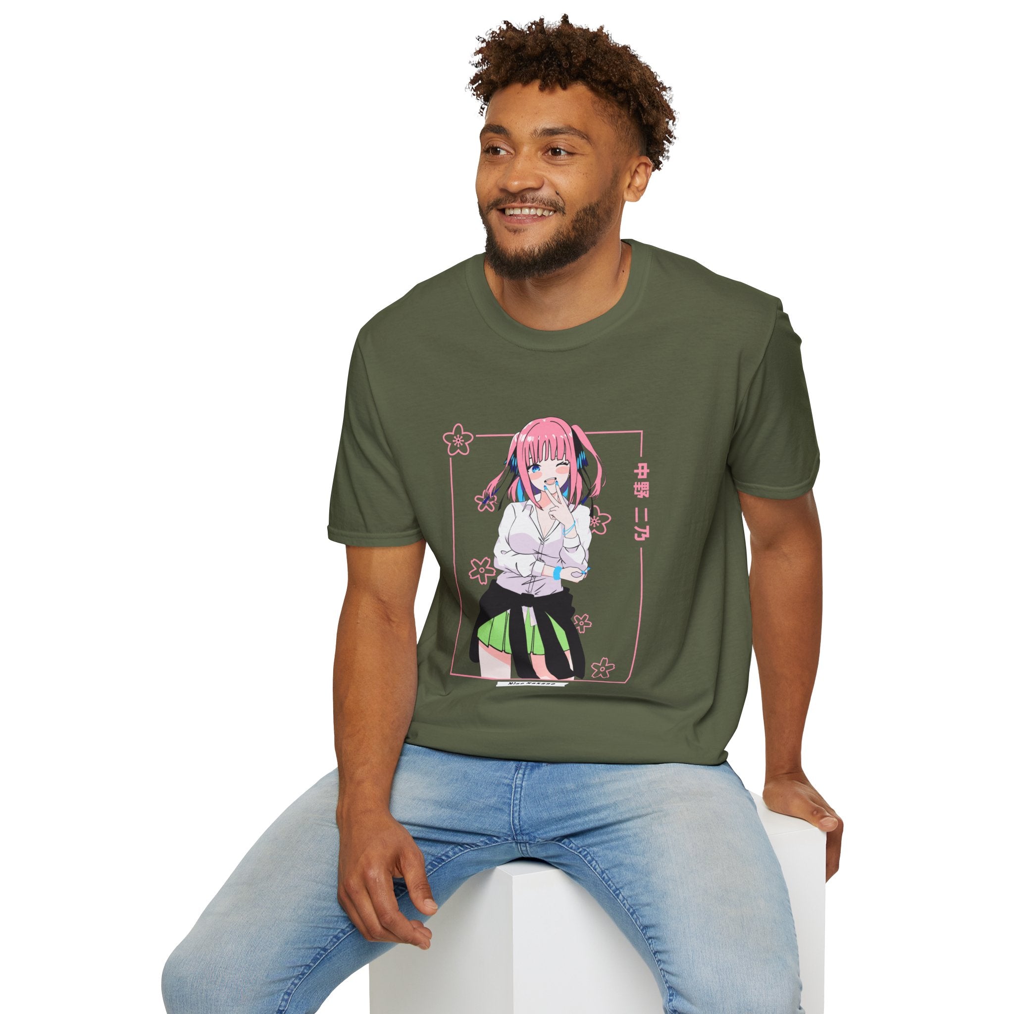 Anime Character T-Shirt — Cute Pink-Haired Schoolgirl Design ("Miku Nakano")