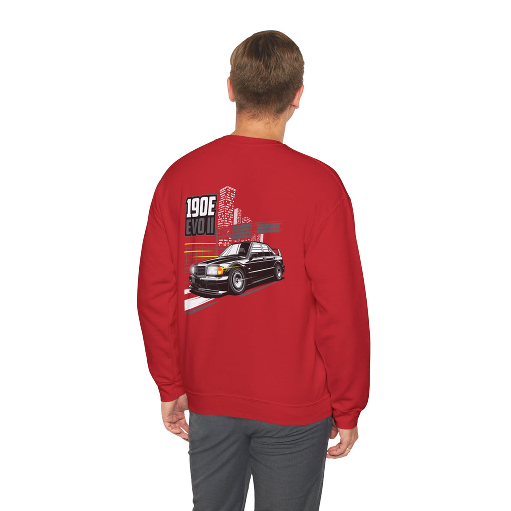 190E Evo II Crewneck Sweatshirt — Classic Mercedes 190E Car Graphic