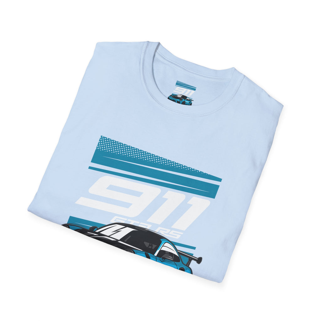 Porsche 911 GT3 RS Racing T-Shirt — Blue Track Car Graphic Tee