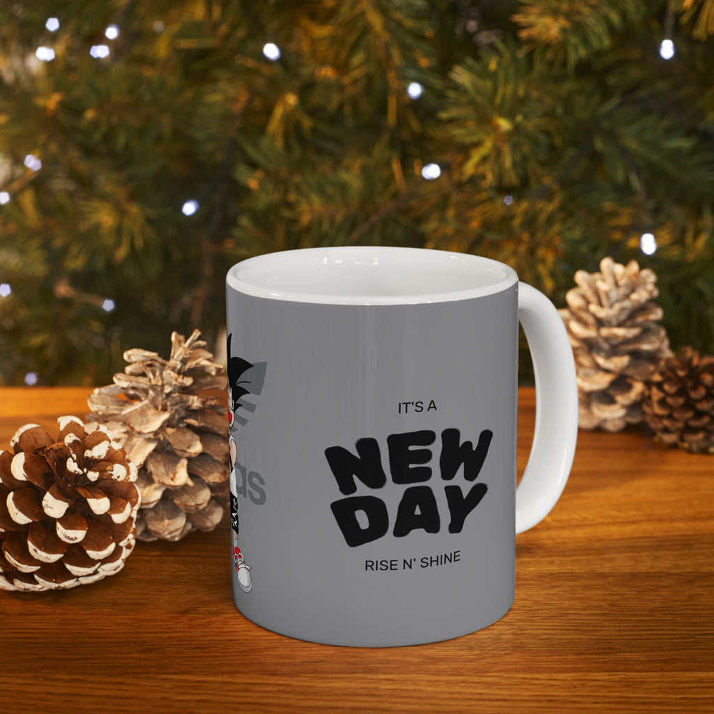 Anime Sneakerhead Mug — Cute Boy with Shoe Boxes, Retro Streetwear Coffee Cup (11oz/15oz)