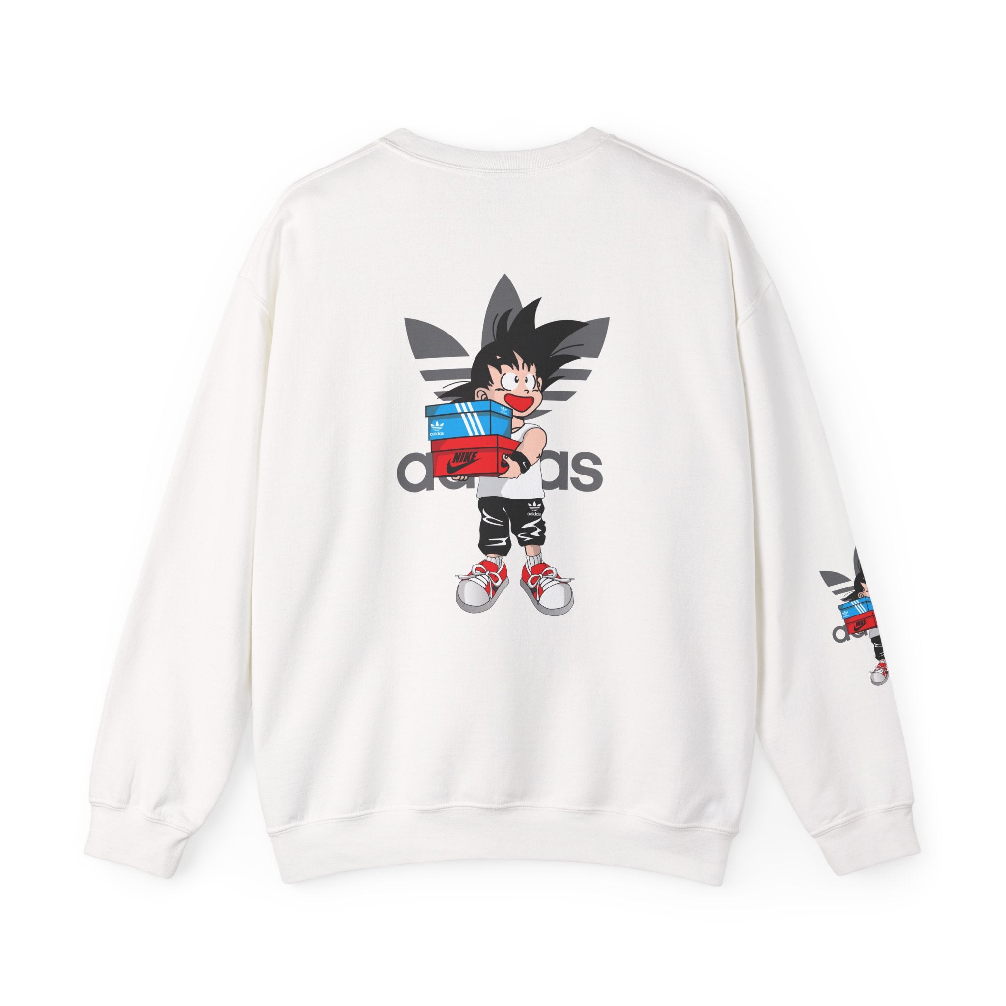 Anime Kid Graphic Sweatshirt — Cute Goku Shopping Adidas-Style Crewneck