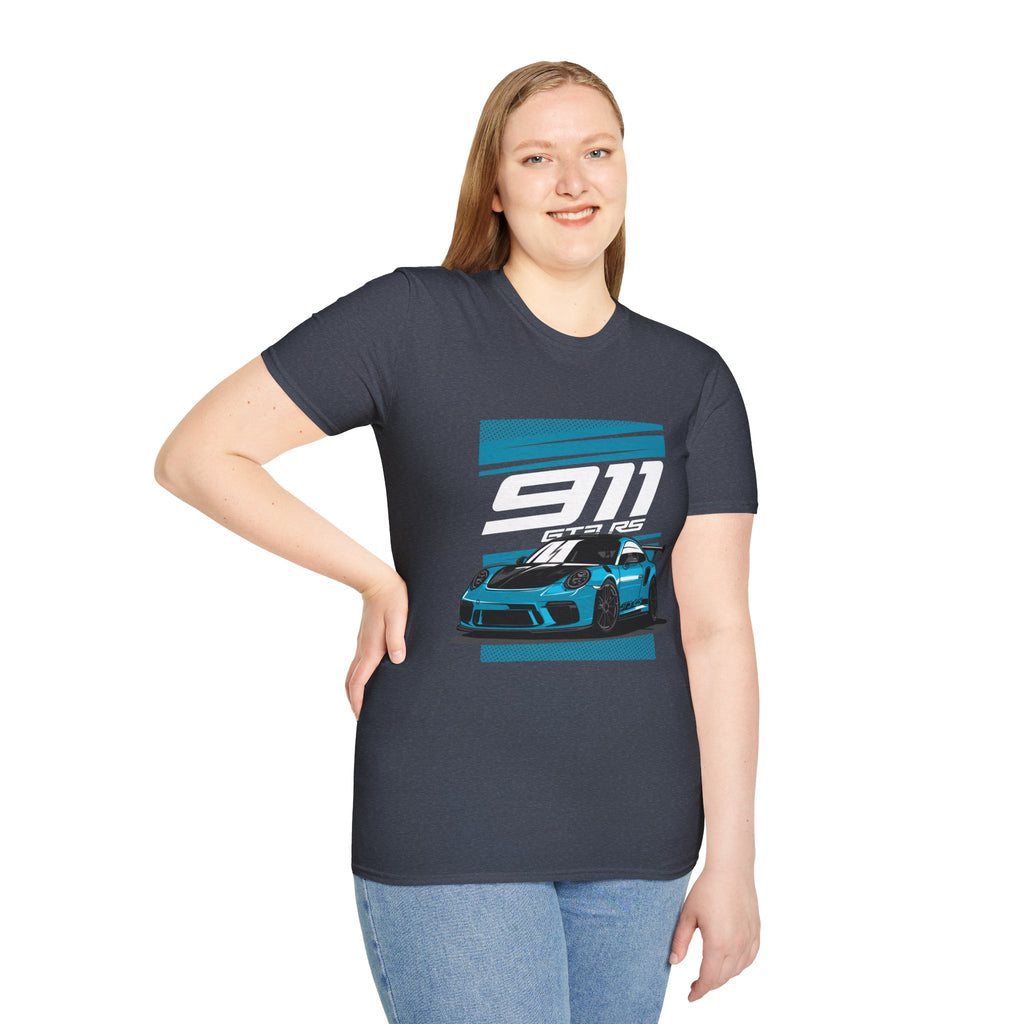 Porsche 911 GT3 RS Racing T-Shirt — Blue Track Car Graphic Tee