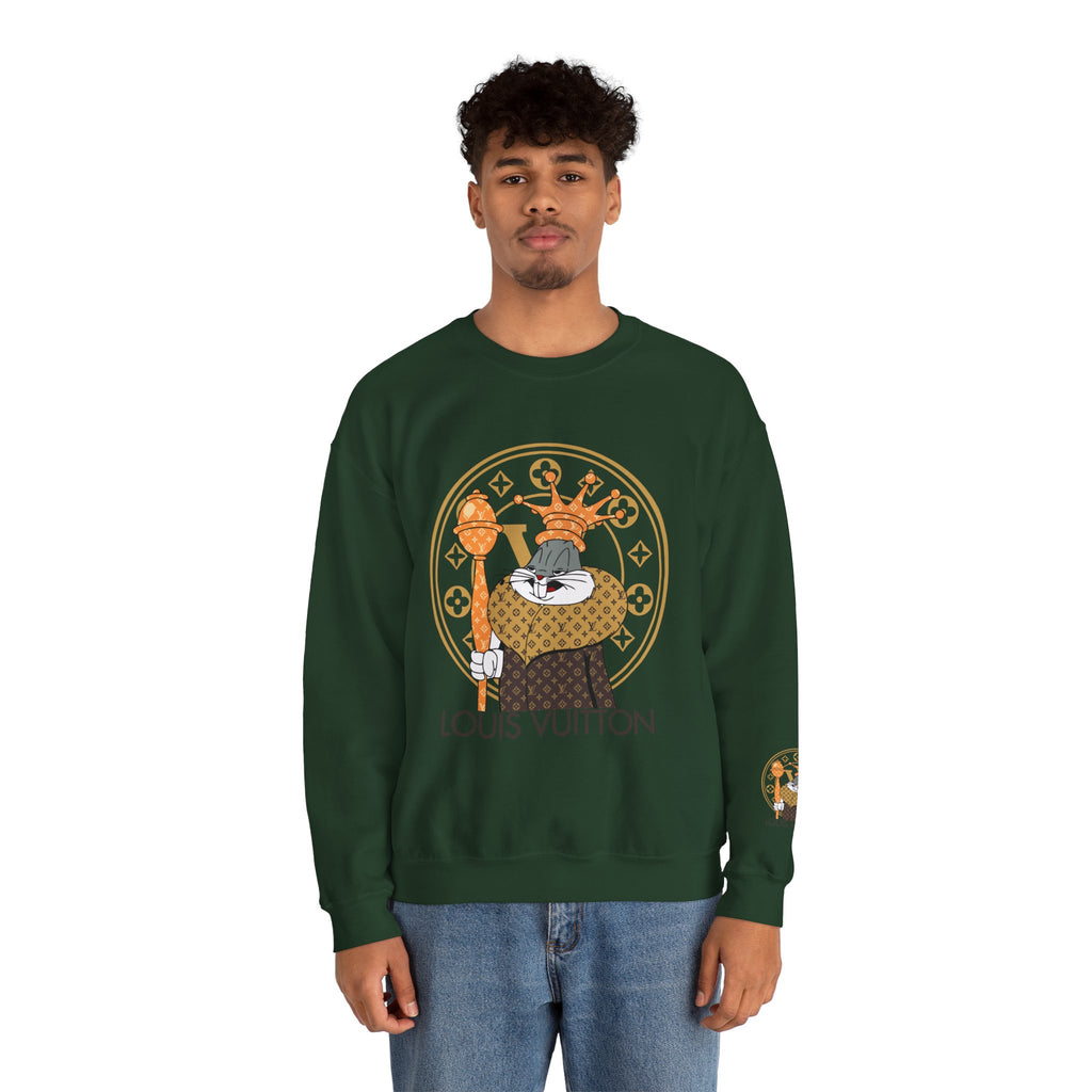 Luxury Logo Crewneck Sweatshirt — King Cat Graphic "Louis Vuitton"