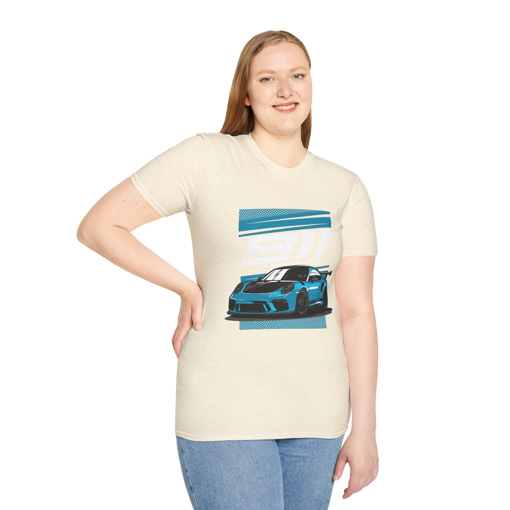 Porsche 911 GT3 RS Racing T-Shirt — Blue Track Car Graphic Tee