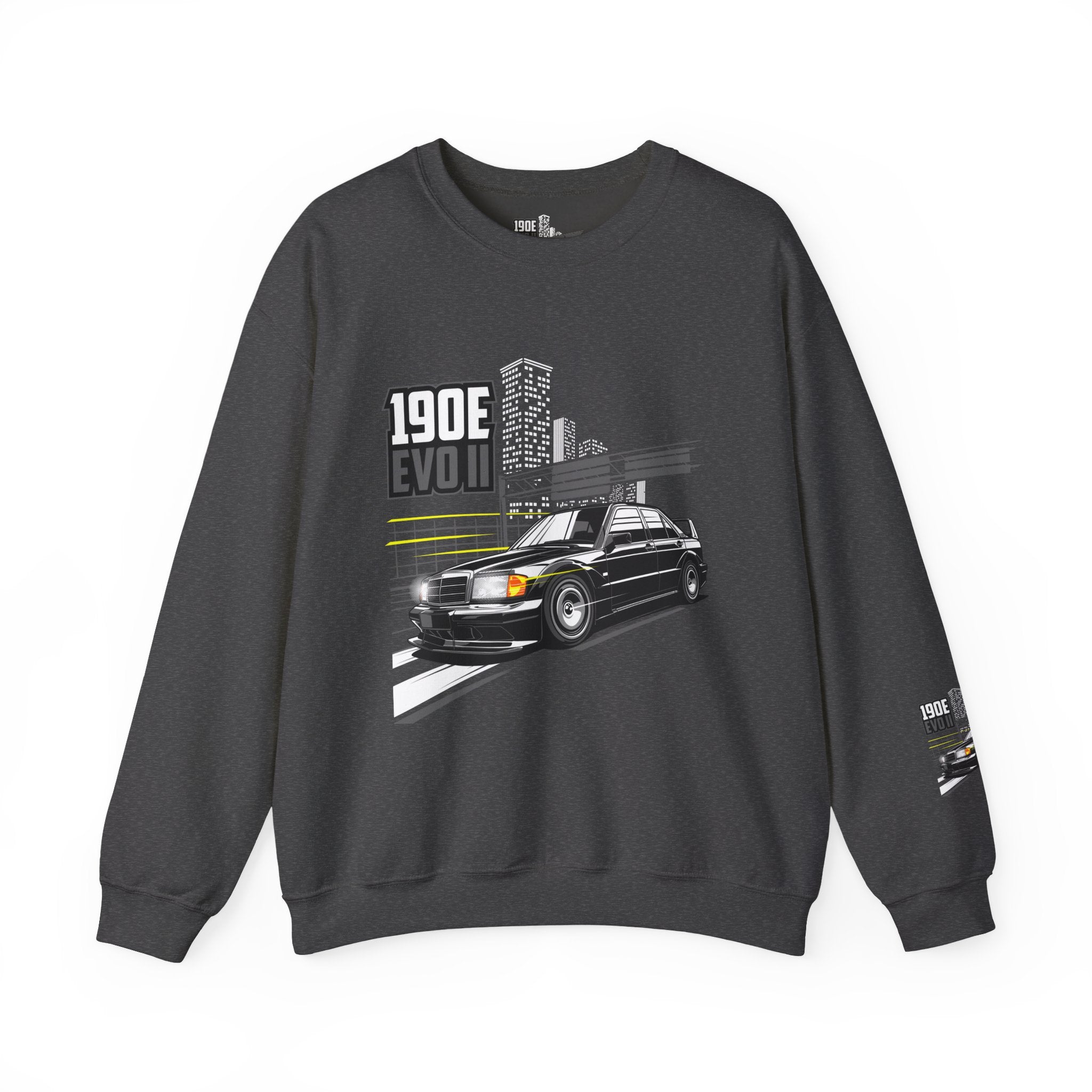 190E Evo II Crewneck Sweatshirt — Classic Mercedes 190E Car Graphic