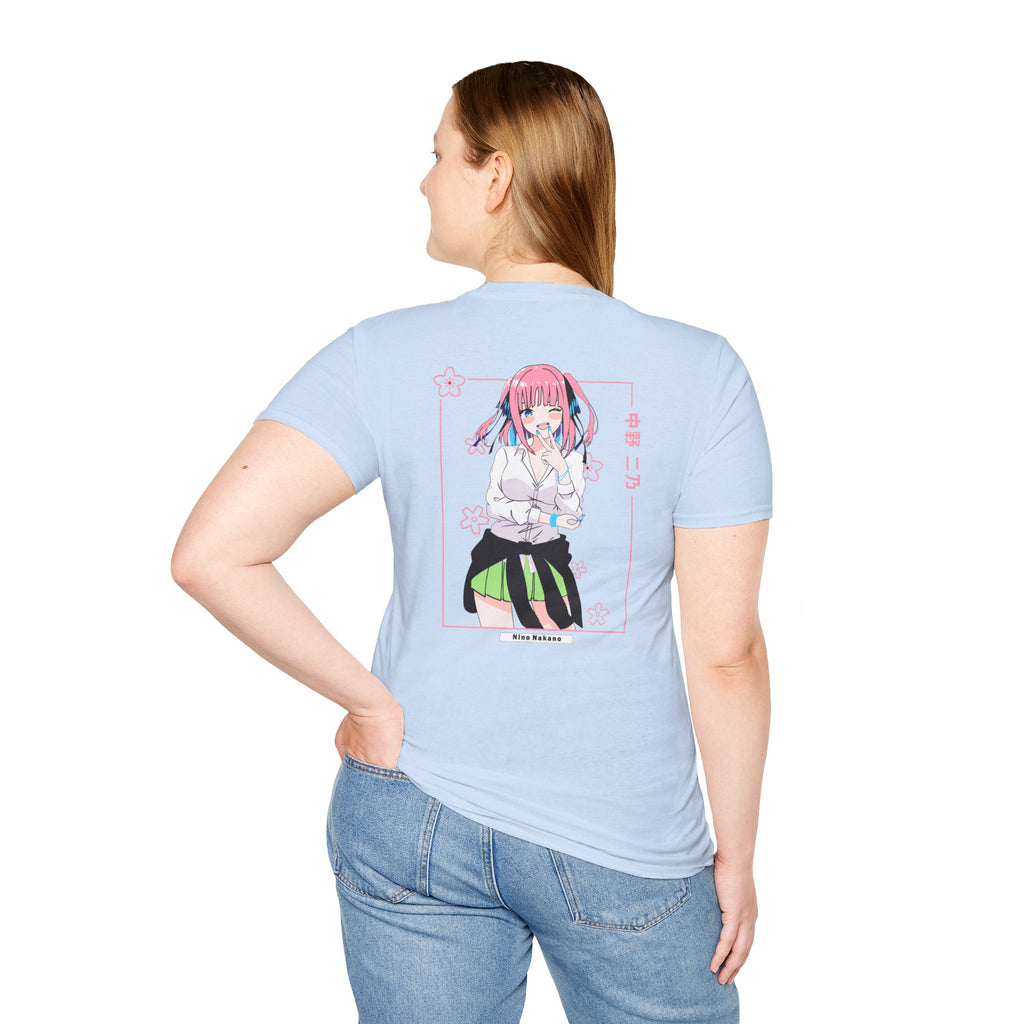 Anime Character T-Shirt — Cute Pink-Haired Schoolgirl Design ("Miku Nakano")