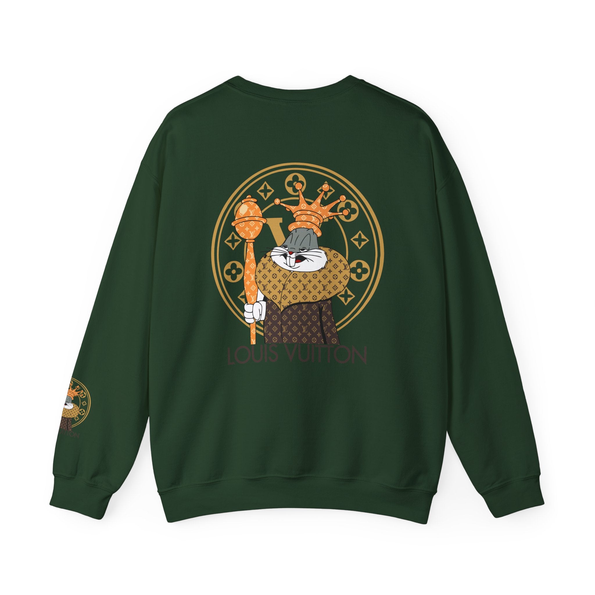 Luxury Logo Crewneck Sweatshirt — King Cat Graphic "Louis Vuitton"
