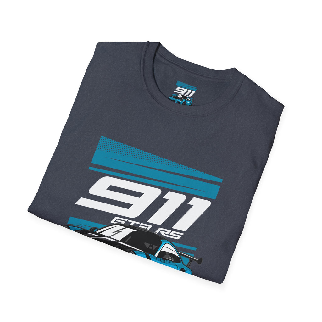 Porsche 911 GT3 RS Racing T-Shirt — Blue Track Car Graphic Tee
