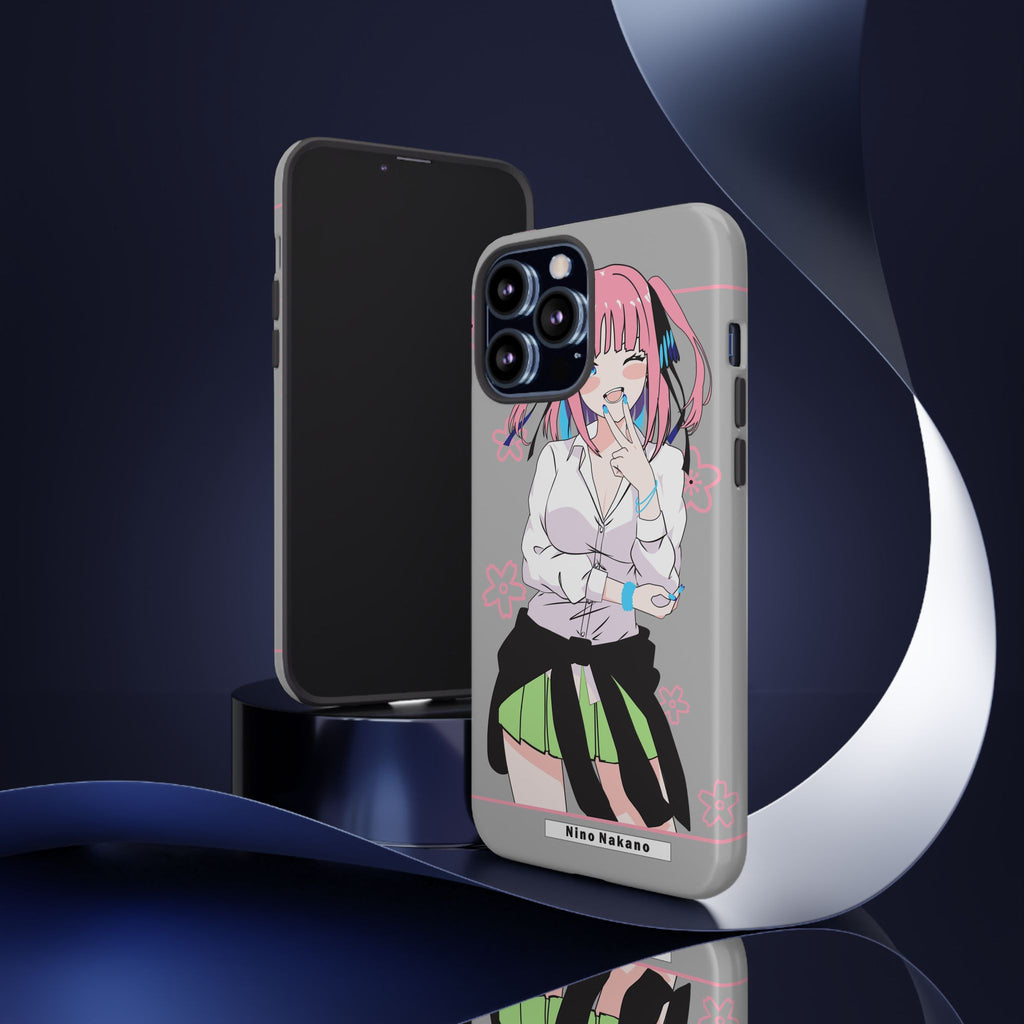 Anime Girl Phone Case — Pink Haired Schoolgirl "Nino Nakano" Cute Otaku Protective Case
