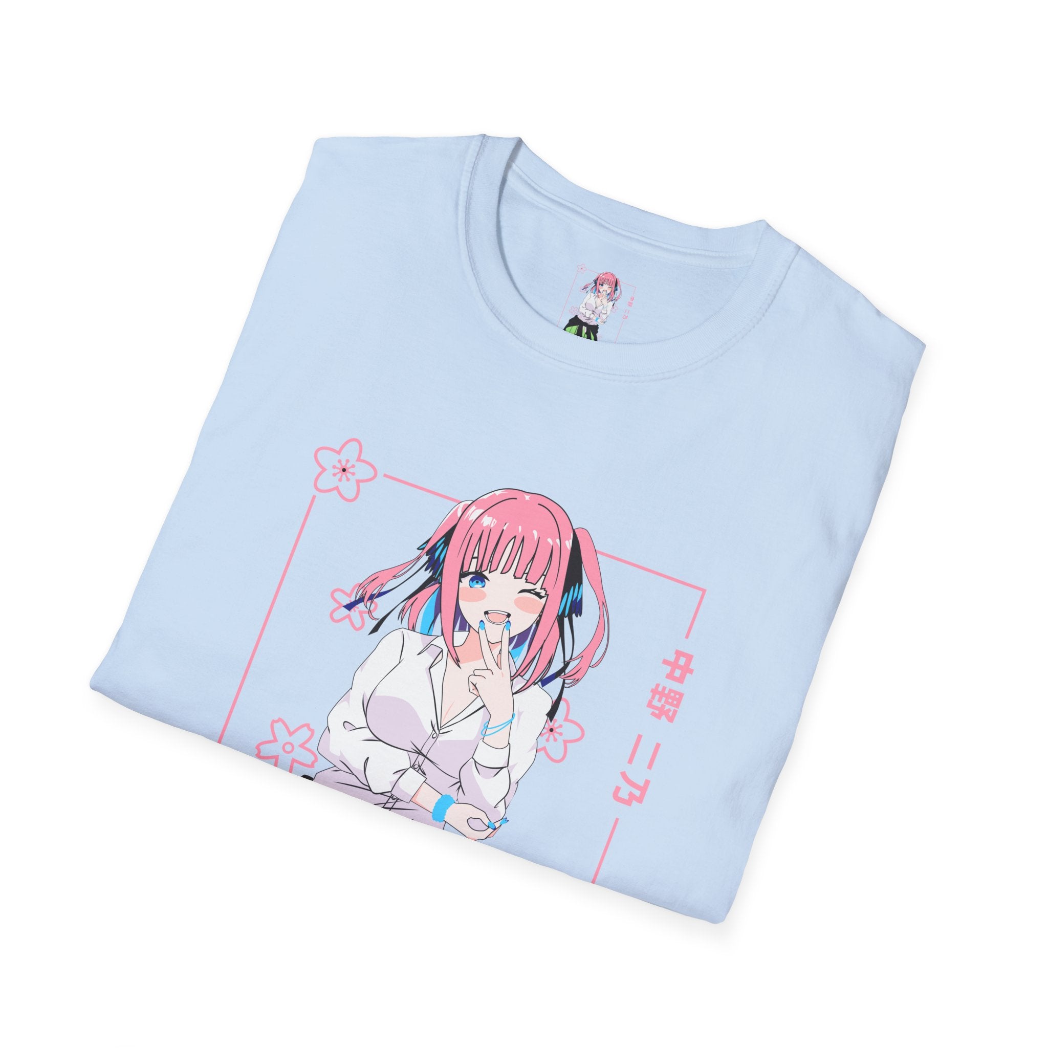 Anime Character T-Shirt — Cute Pink-Haired Schoolgirl Design ("Miku Nakano")