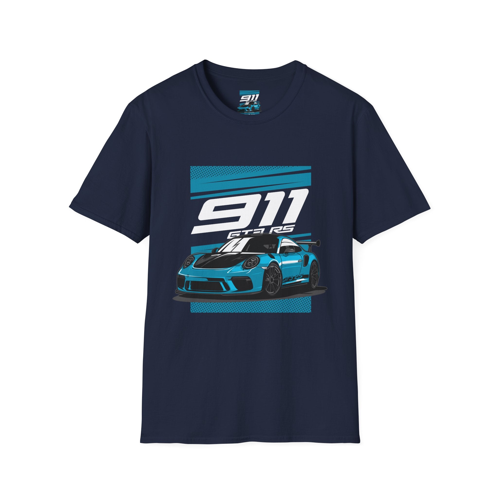 Porsche 911 GT3 RS Racing T-Shirt — Blue Track Car Graphic Tee
