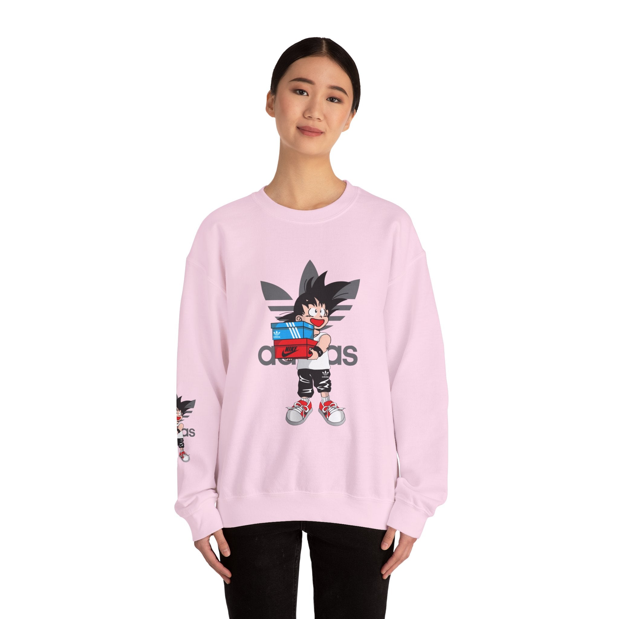 Anime Kid Graphic Sweatshirt — Cute Goku Shopping Adidas-Style Crewneck