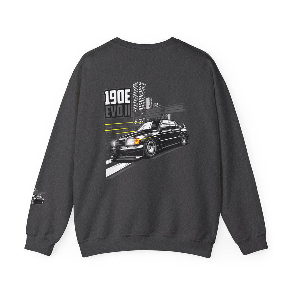 190E Evo II Crewneck Sweatshirt — Classic Mercedes 190E Car Graphic