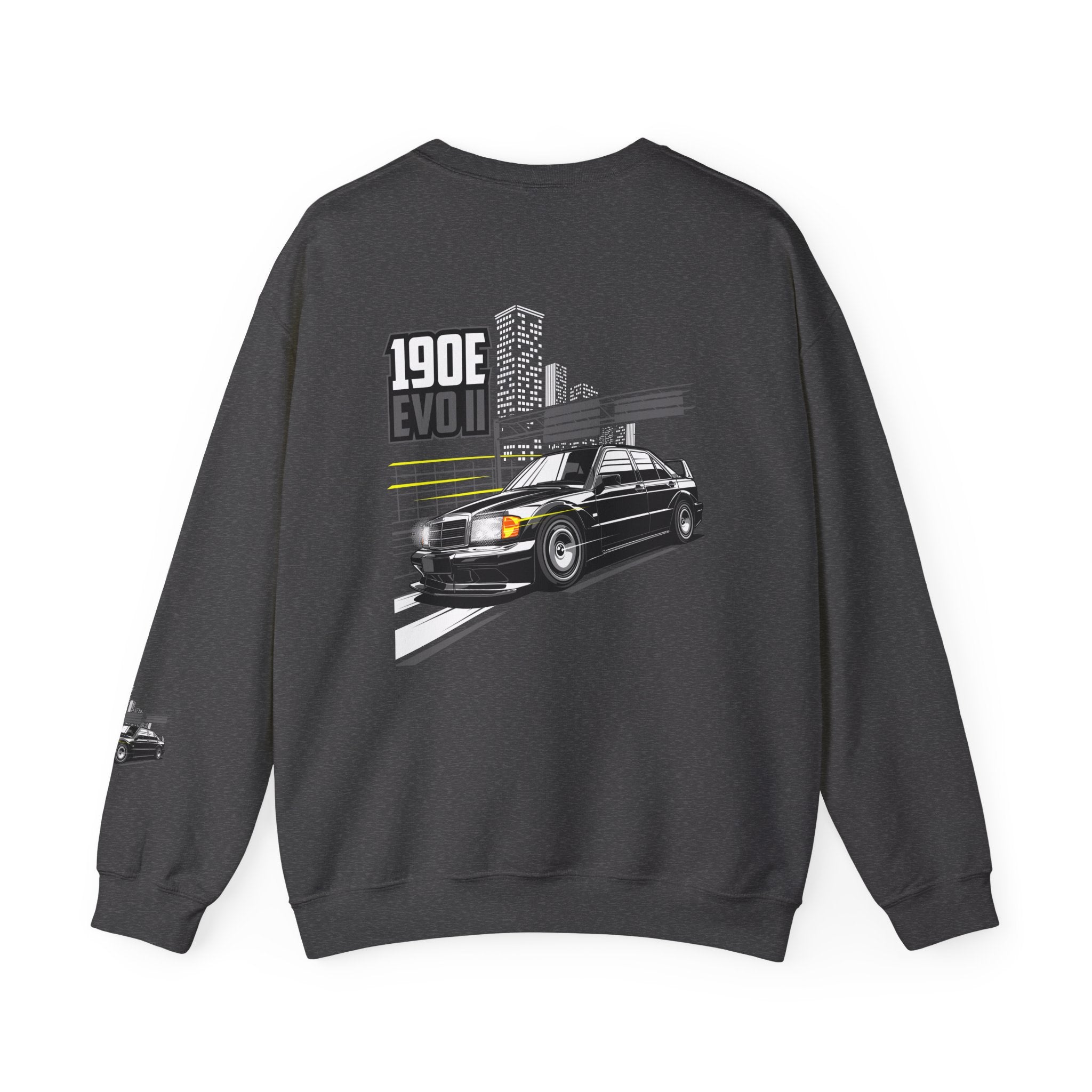 190E Evo II Crewneck Sweatshirt — Classic Mercedes 190E Car Graphic