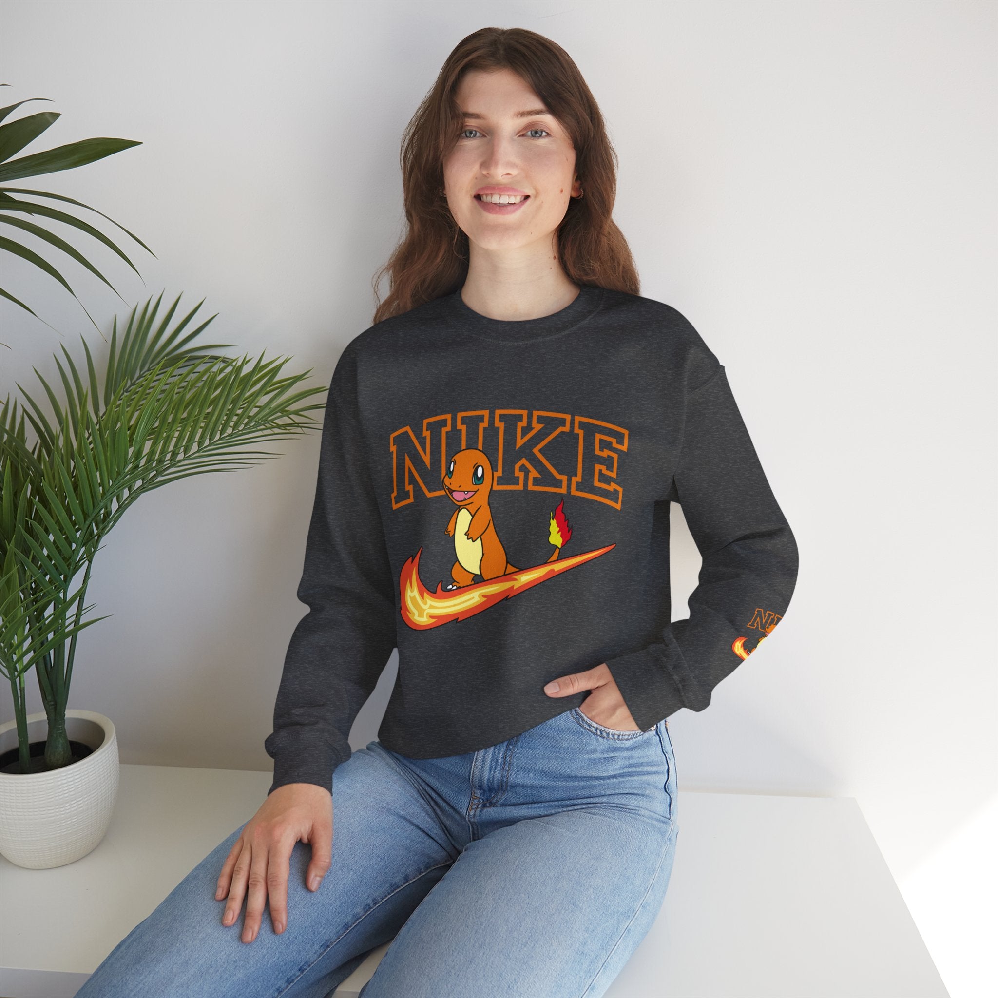 Charmande Flame Swoosh Crewneck Sweatshirt