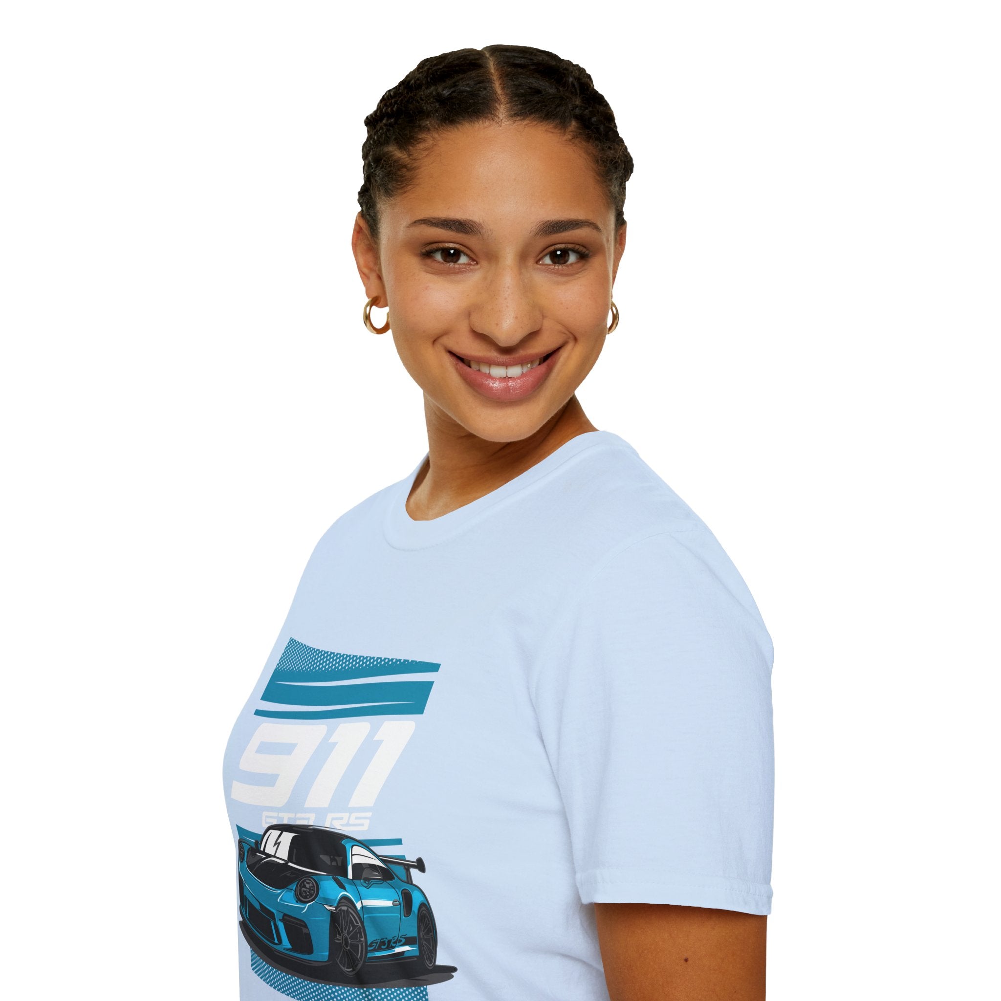 Porsche 911 GT3 RS Racing T-Shirt — Blue Track Car Graphic Tee