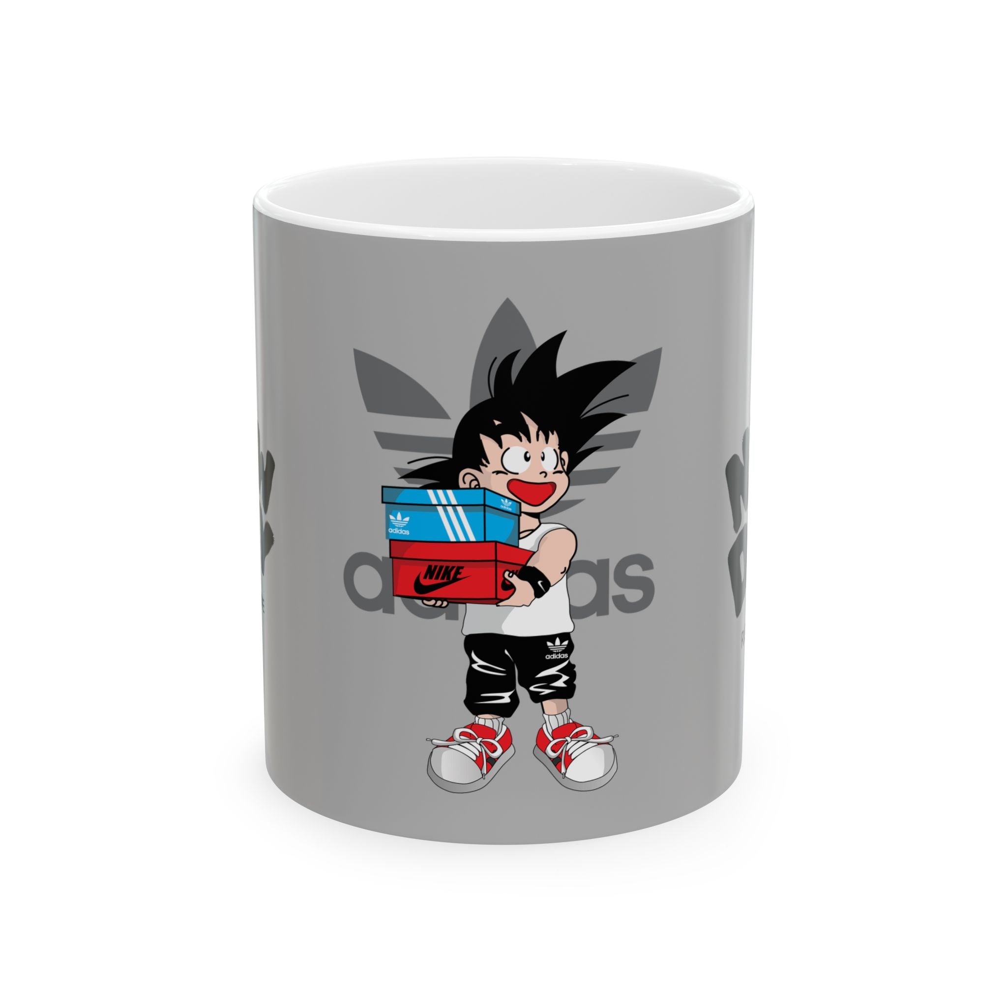Anime Sneakerhead Mug — Cute Boy with Shoe Boxes, Retro Streetwear Coffee Cup (11oz/15oz)