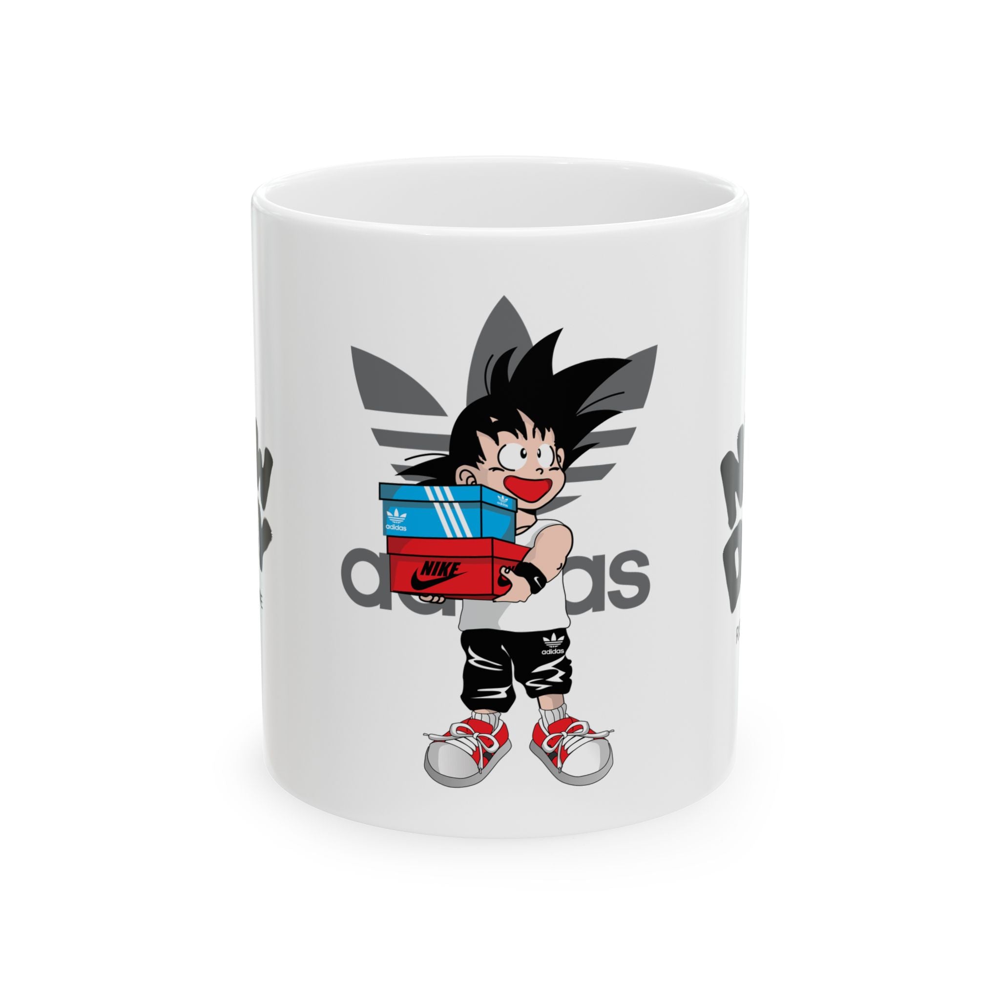 Anime Sneakerhead Mug — Cute Boy with Shoe Boxes, Retro Streetwear Coffee Cup (11oz/15oz)